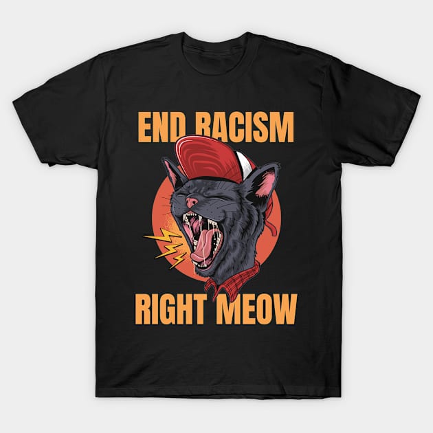 End Racism - Anti-Racist Cat T-Shirt by sqwear